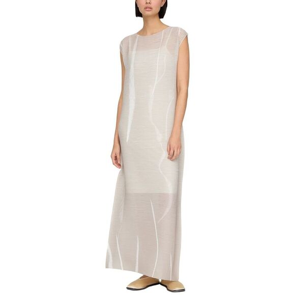 Lafayette 148 New York WomensPrinted Plisse Maxi Dress Grey